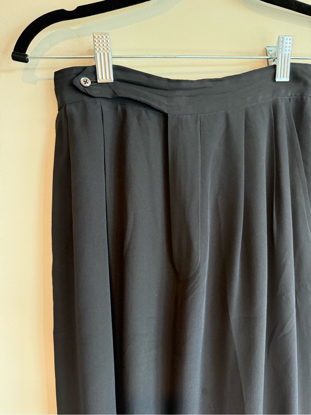 Ralph Lauren Black Wide-Leg Silk Trouser Pants US 6 / UK 10 - Picture 4 of 15